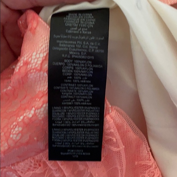 Salmon small Bebe Tube Top lace Dress - Picture 5 of 7